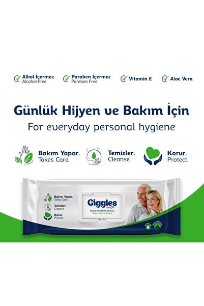 giggles Vücut Temizleme Havlusu 50'li (24*50 - 1 Koli ).