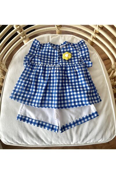Zebra Baby Soft Poplin Checkered Pattern Daisy Punch Brooch Detailed Set