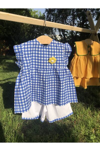 Zebra Baby Soft Poplin Checkered Pattern Daisy Punch Brooch Detailed Set