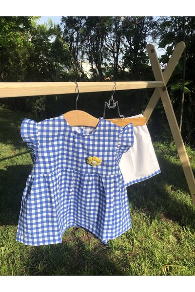 Zebra Baby Soft Poplin Checkered Pattern Daisy Punch Brooch Detailed Set