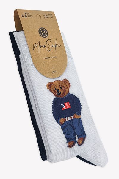 Mono Socks Συσκευασία με 2 κάλτσες με σχέδιο αρκουδάκι