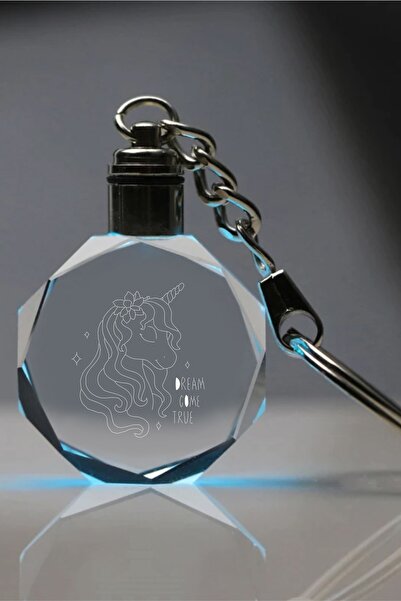 MERTKRİSTAL Unicorn Anahtarlık, 2d Anahtarlık, Cam Işlemeli Anahtarlık