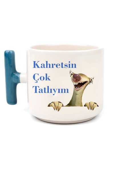GünayStore Kahretsin Çok Tatlıyım Yazılı Sid Baskılı Latte& Espresso El Yapımı T Kulplu Kupa
