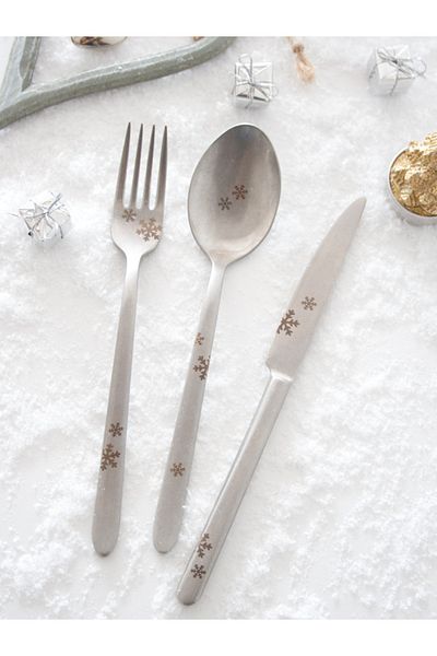 Narin Plaides Series - Snowflake Patterned - 42 Piece Cutlery Set
