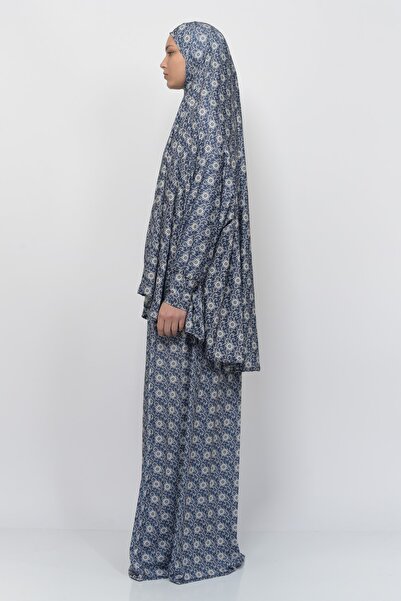 Altobeh Practical Two-Piece Sun Patterned Bat Sleeve Hijab Lycra Muslim Prayer Dress 992-0313