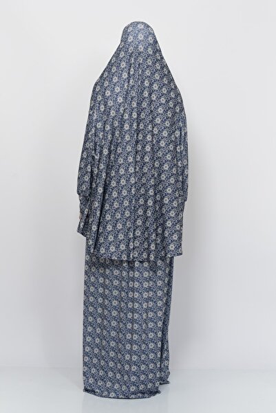 Altobeh Practical Two-Piece Sun Patterned Bat Sleeve Hijab Lycra Muslim Prayer Dress 992-0313