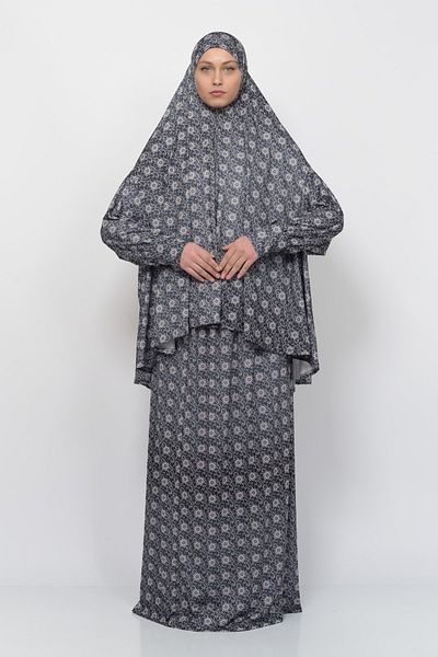 Altobeh Πρακτικό φόρεμα προσευχής Hijab δύο τεμαχίων με μανίκια νυχτερίδας με μαντίλα Lycra 992-0302