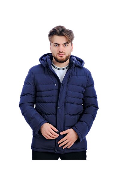 CZK Lacivert Maraton Şapkalı Kışlık Erkek Mont