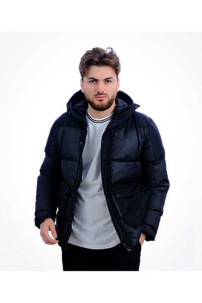CZK Black Filling Monza Winter Men's Coat with Hat