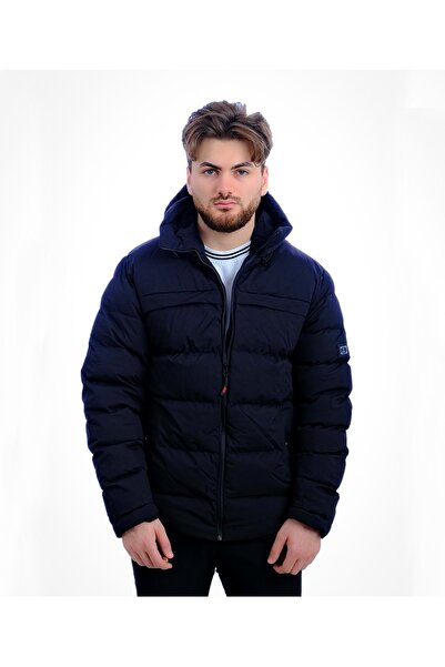 ZAYFA Czk Siyah Collection Şapkalı Kışlık Erkek Mont