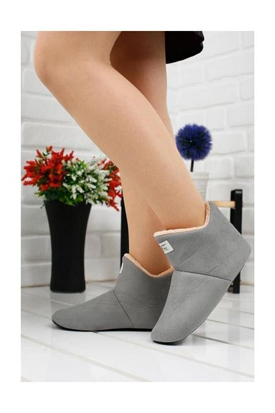 modastar Unisex Γκρι βελούδινες μπότες για το σπίτι
