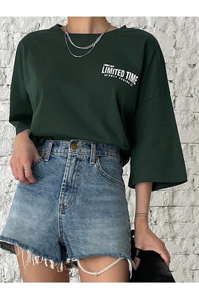 MOONBULL Oversize Green Limited Time Back Printed T-shirt