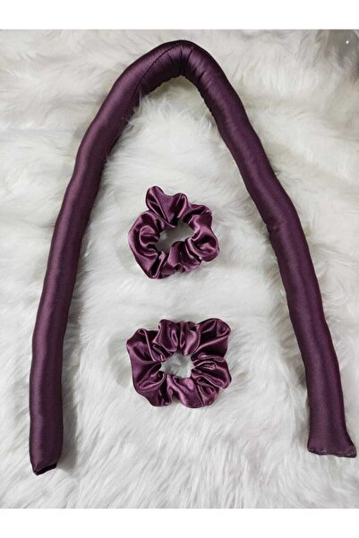 Elvinege Aksesuar Açık Lila Renk Isısız Saç Şekillendirici Saç Sosisi Saten T...