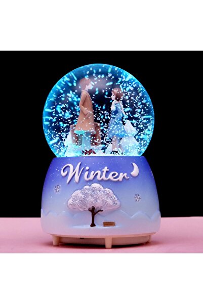 keyfim shop Yeni Kış Masalı Büyük Boy Müzikli Işıklı Püskürtmeli Kar Küresi