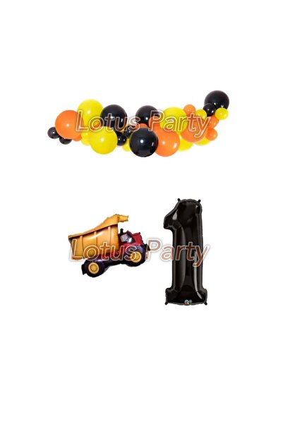 LOTUS PARTY 1 Year Old Construction Themed Balloon Chain Set (Truck Car Foil ...