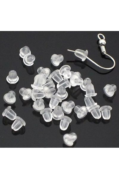 Monalisa Women's 200 Pieces 100 Pairs Transparent Plastic Earrings Piston Earrings Backrest