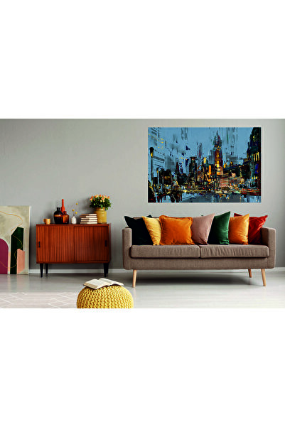 HDART Yağlı Boya Efektli Şehir Kanvas Tablo