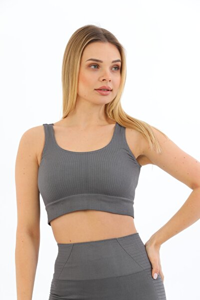 by İGP Товстий сірий бюстгальтер на бретельках з підкладкою та шнурівкою