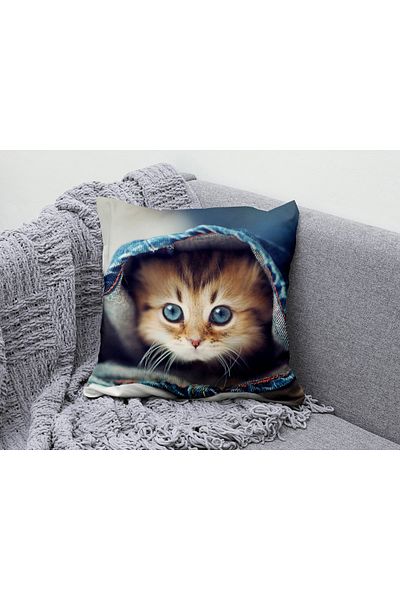 Erays Home Husă de pernă cu model de pisică drăguță, imprimată digitală 3D, pe două fețe
