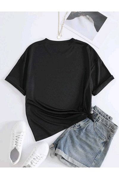 BRAVELY Unisex Oversize Μαύρο T-shirt Me Printed