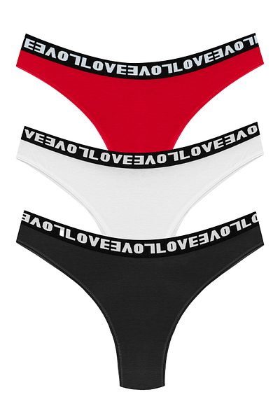HNX Γυναικεία εσώρουχα 3 Pack Love Elastic Brazilian