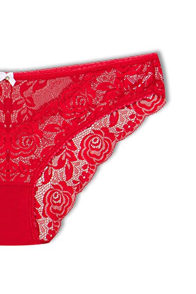 HNX Chiloți de damă cu slip din dantelă cu piatră roșie și tul