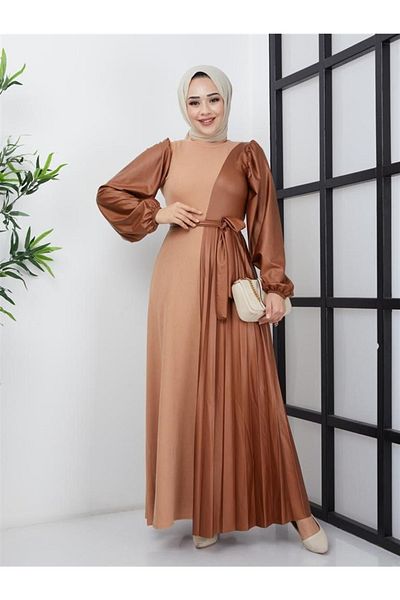 modabirsen Δερμάτινο φόρεμα Hijab Πλισέ