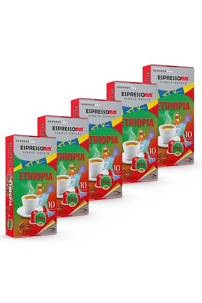 ESPRESSOMM Nespresso ® Compatible Single Origin Ethiopia Aluminum Capsule Brown - 50 Pieces