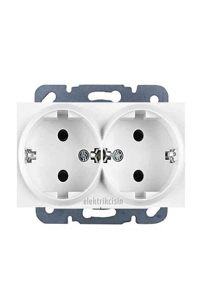 VİKO Meridian White Double Flush Mounted Grounded Socket (Excluding Frame) 10 Pieces