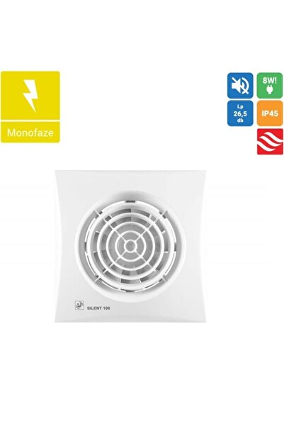 Soler&Palau Silent-100 Cz Sessiz Banyo Fanı, Ø 100 Mm Kanal Çapı; 95 M³/h Hava Debisi; 26,5 Db(A) Ses Seviyesi