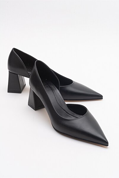 LuviShoes حذاء بكعب نسائي من أولميدو جلد أسود