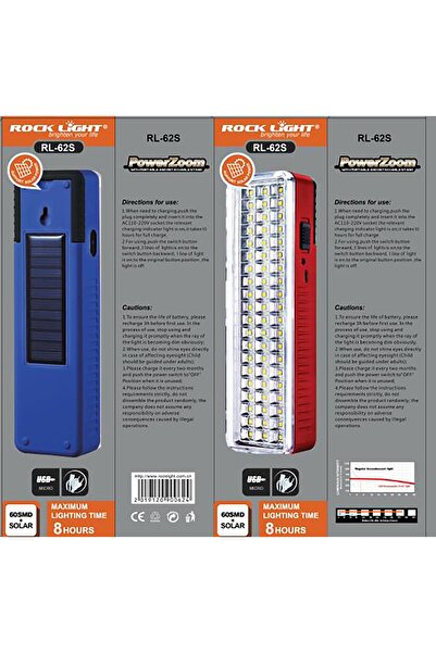 Rock Rl62s 60 Led +güneş Panelli Solar Isıldak
