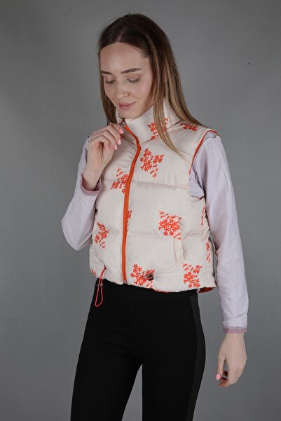 fehika Жіночий приталений жилет з високим коміром, наповнений синтепоном, з кишенями та підкладкою