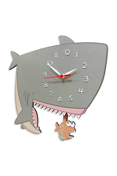 CajuArt Shark Swinging Pendulum Children's Room Wall Clock