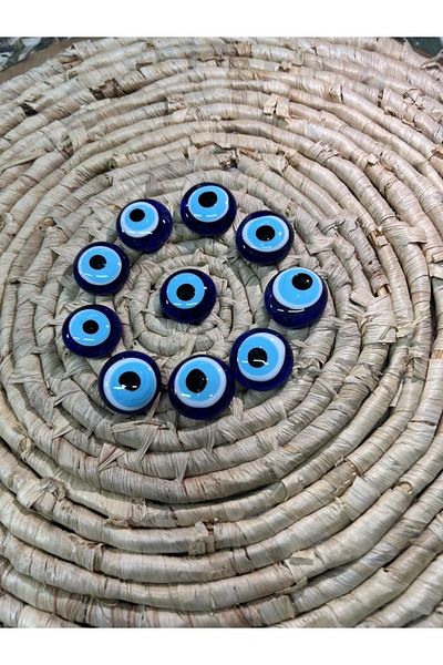 KARDEŞLER BONCUK HEDİYELİK EŞYA 10 Pieces 3 cm Glass Charm - Non-Perforated Tree Ornament Decorative Evil Eye Home Decoration