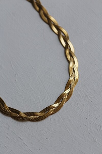 Owentis قلادة نسج الشعر الإيطالية الذهبية من الفولاذ - لا تشويه -