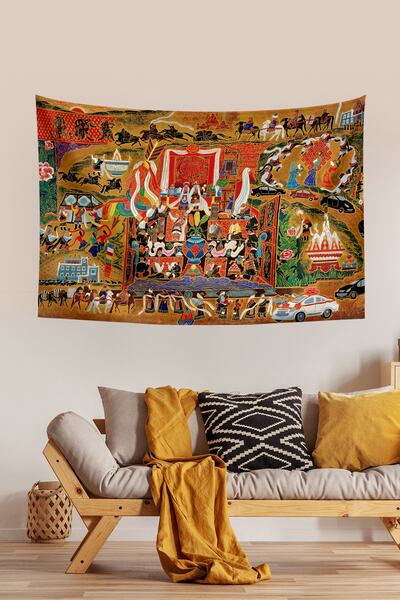 Vagonik Θιβετιανό έθνικ μοτίβο Βουδιστικό Thangka και Mandala Bohemian Wall Covering Μοκέτα 140x100 cm-70x100 cm