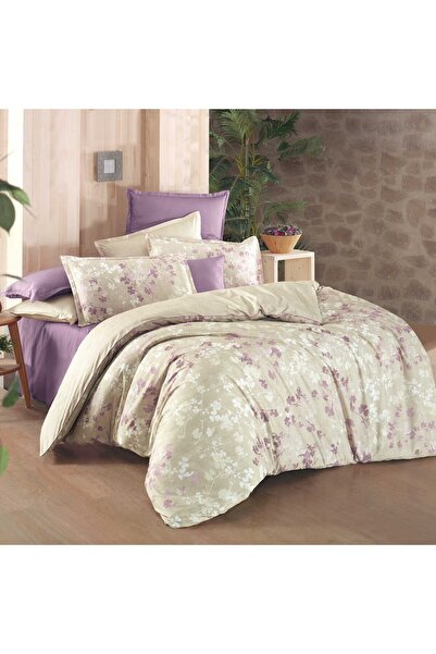 Sarev Enola Fancy Çift Kişilik Pamuk Nevresim Takımı Bej V1