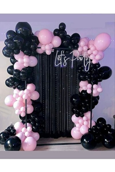 party mix Blackpink Balon Zinciri Black Pink Konseptli Doğum Günü Balonları