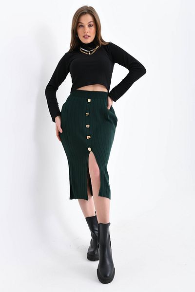 VOLT CLOTHİNG Geknöpfter Strickrock für Damen