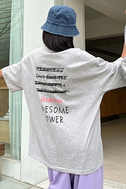 MODAGEN Μπλουζάκι Unisex Aweasome Grey Oversize πίσω με στάμπα