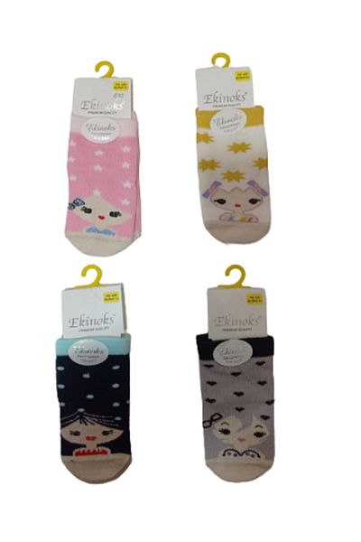 Ekinoks Girl's Colorful Special Seamless Perfumed 4-Piece Socks