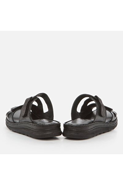 Hotiç Genuine Leather Black Women's Slippers