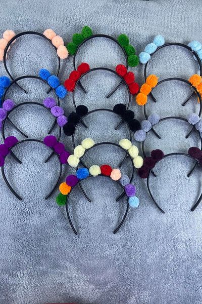 Hobigram Organization Party Crown Μικτό Χρώμα Κοριτσίστικο Κορώνα με Πομπόν 13 Τεμάχια – Κορώνες για πάρτι, κομψό σχέδιο
