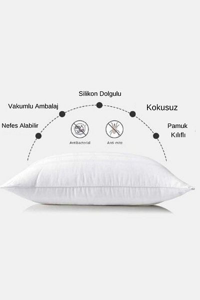 Elyaf Sepeti 5 Pieces Pillow 50x70 Antiallergic Bead Silicone Pillow - 5 Pieces