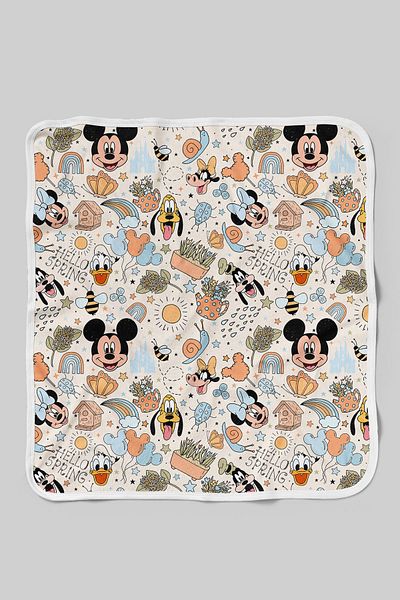 Tuğba Kuğu Organic Double Face Printed Baby Blanket - Cartoon Series - Mickey And Friends Pattern