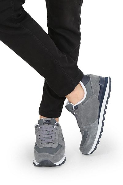 Hammer Jack Ανδρικά αθλητικά παπούτσια Peru Genuine Grey Suede Leather 028-19250