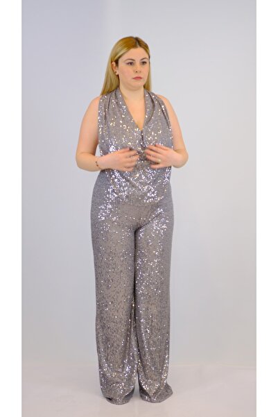 FQUEEN Boyundan Bağlamalı Payet Degaje Tulum