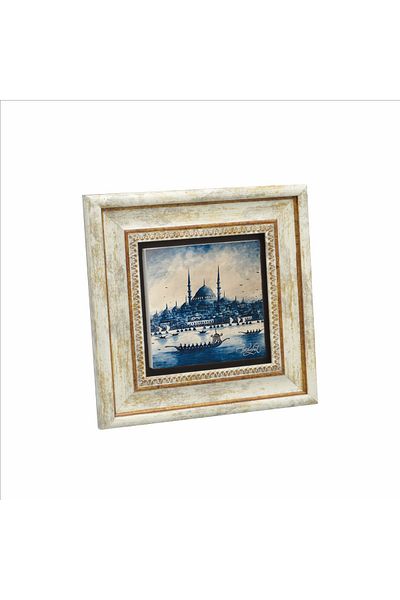Sadrazam Eminönü New Mosque Fantastic Illustration Printed Natural Stone Painting 20Cmx20Cm Krt-042