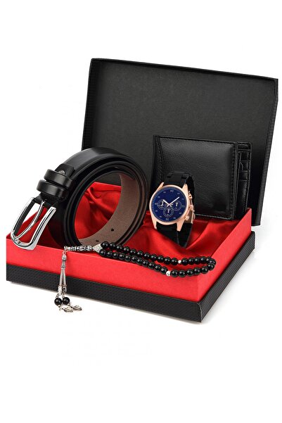 Forentina Siyah Kemer Cüzdan Tespih Saat Set Erkek Doğum Günü Hediyesi Babaya...